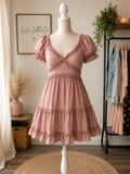 Blush Ruffle Mini Romantic Dress