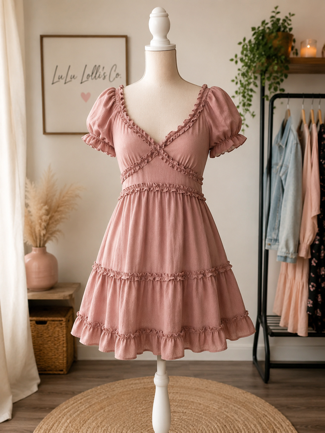 Blush Ruffle Mini Romantic Dress